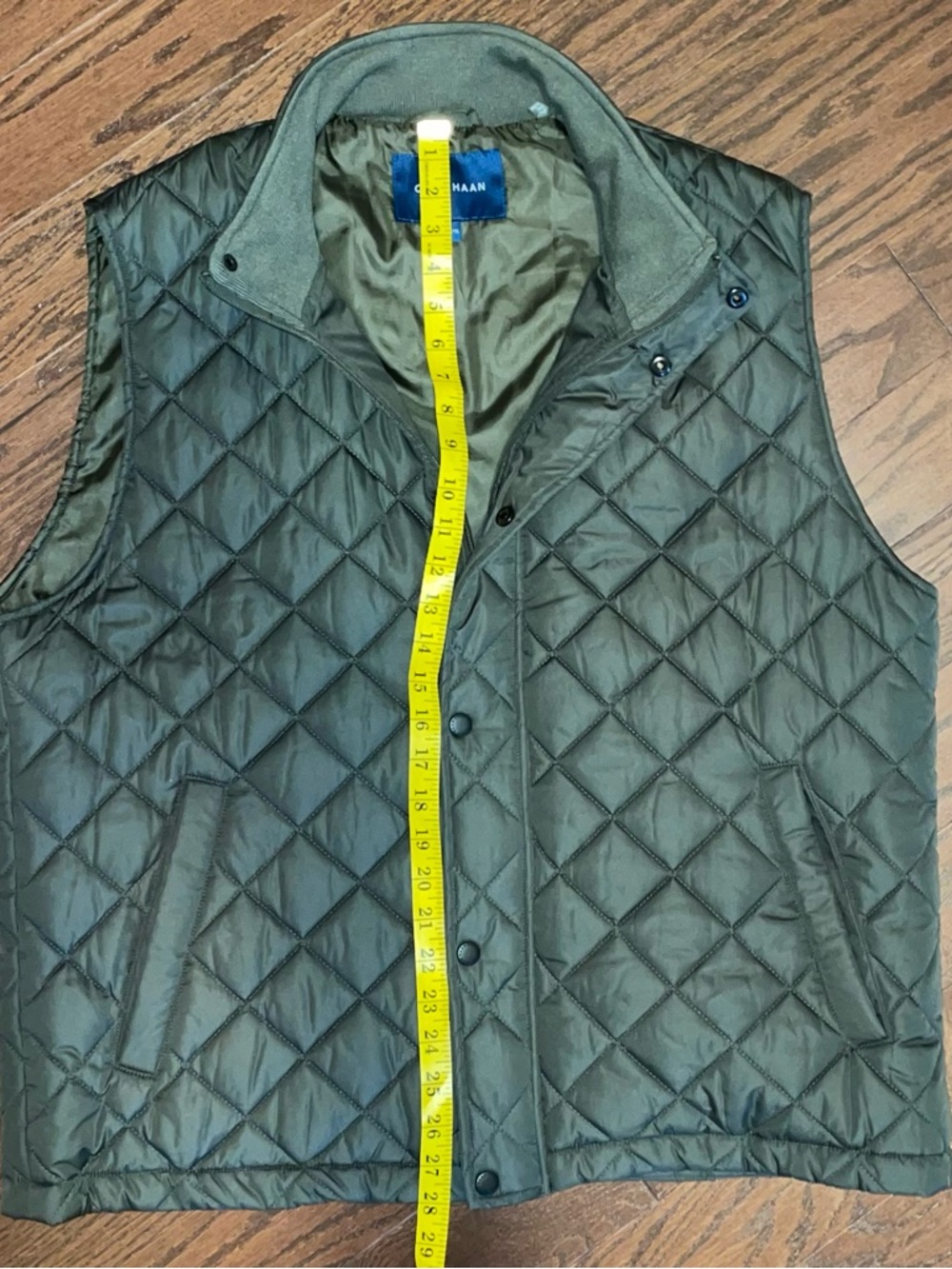 Cole Haan Quilted Green Vest with Stand Collar - Picture 7 of 14